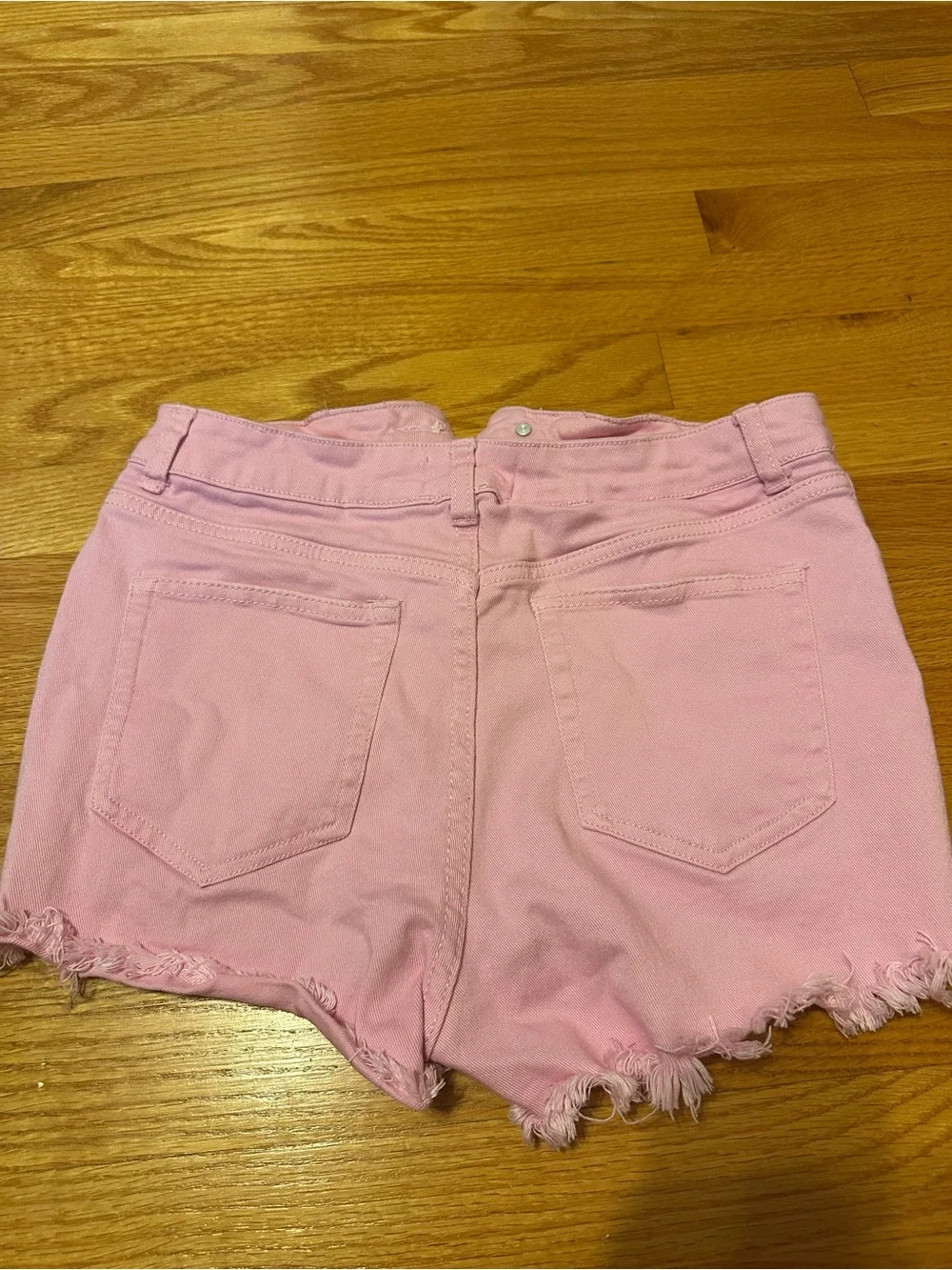 Pink Distressed Denim Cutoff Shorts